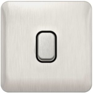 SCHNEIDER LISSE SCREWLESS BRUSHED CHROME 20A DP SWITCH BLACK INSERT