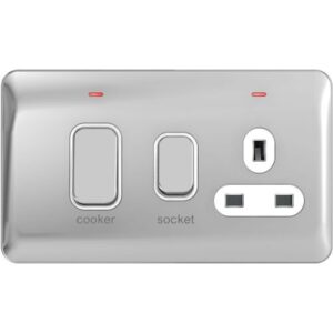 SCHNEIDER LISSE SCREWLESS POLISHED CHROME 45A CCU + SOCKET WHITE INSERT