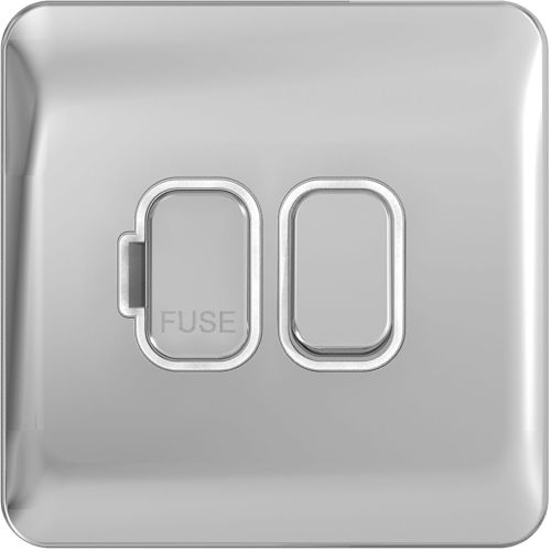 SCHNEIDER LISSE SCREWLESS POLISHED CHROME 13A SWITCHED SPUR WHITE INSERT