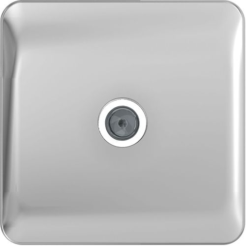 SCHNEIDER LISSE SCREWLESS POLISHED CHROME TV SOCKET WHITE INSERT