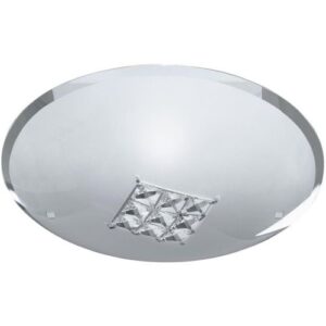 SEARCHLIGHT HORIZON CEILING FLUSH - SANDED GLASS & CLEAR CRYSTAL
