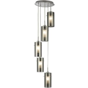 SEARCHLIGHT DUO 2 5LT MULTI-DROP PENDANT - SMOKED GLASS & FROSTED INNER