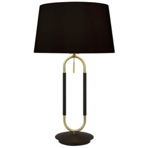 SEARCHLIGHT JAZZ TABLE LAMP - SATIN BRASS, BLACK & BLACK VELVET SHADE