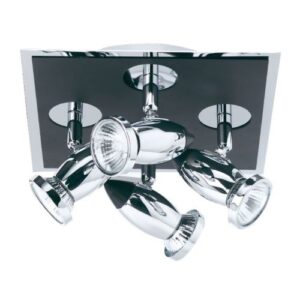 SEARCHLIGHT COMET 4LT SQUARE SPOTLIGHT - MATT BLACK & POLISHED CHROME