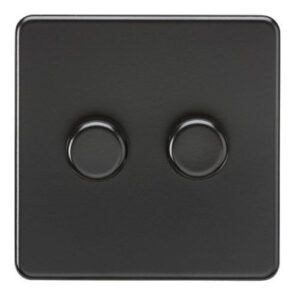 KNIGHTSBRIDGE SCREWLESS 2G 2-WAY 10-200W (5-150W LED) TRAILING EDGE DIMMER - MATT BLACK