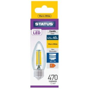 STATUS LED FILAMENT CANDLE 4W=40W ES PEARL WARM WHITE