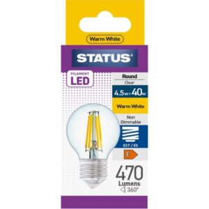 STATUS LED FILAMENT GOLFBALL 4.5W=40W ES CLEAR W/W