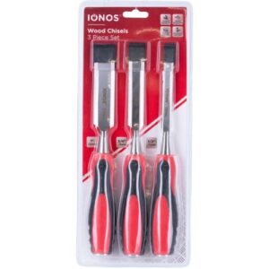 IONOS  WOOD CHISEL SET - 3 PCS - SATIN FINISH - 12MM, 19MM, 25MM - CARBON STEEL