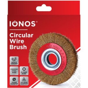 IONOS CIRCULAR WIRE BRUSH - 150MM - CRIMPED STEEL WIRE - REDUCING BUSHES