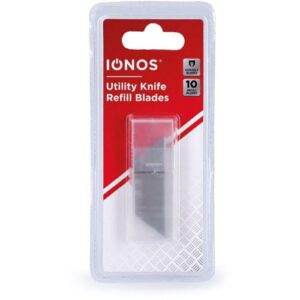 IONOS UTILITY KNIFE BLADES - TRAPEZOID SHAPE - 0.5MM THICK - CARBON STEEL #60 - CLAM SHELL - 10 PACK