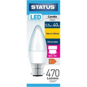 STATUS LED CANDLE 5.5W=40W BC DIM OP WW