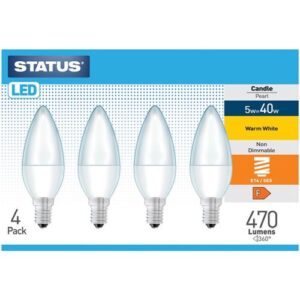 STATUS LED CANDLE 5W=40W=470L SES OP WW 4PACK