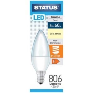 STATUS LED CANDLE SES 8W=806LM.=60W OP COOL WHITE