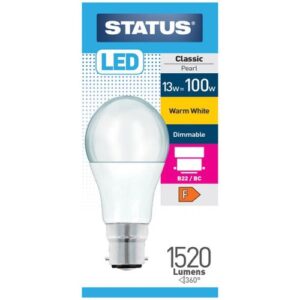 STATUS LED GLS 13W=100W BC DIM OP WW