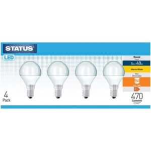 STATUS LED GOLFBALL 5W=40W=470L SES OP WW 4PK
