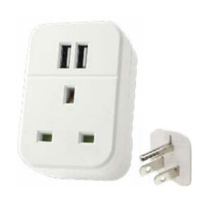 STATUS MAINS USA TO UK SKT + 2 USB SKT ADAPTOR