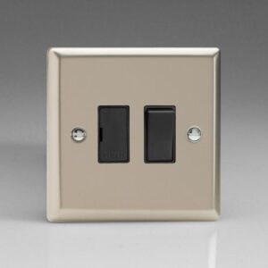 VARILIGHT SATIN CHROME SWITCHED FUSED SPUR BLACK S