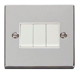 CLICK DECO VICTORIAN POLISHED CHROME VPCHROME 10A 3-GANG 2 WAY SWITCH