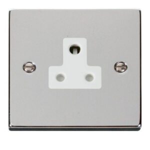 CLICK DECO VICTORIAN POLISHED CHROME VPCHROME 5A ROUND PIN SOCKET OUTLET WH