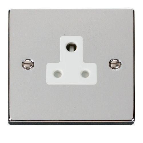 CLICK DECO VICTORIAN POLISHED CHROME VPCHROME 5A ROUND PIN SOCKET OUTLET WH