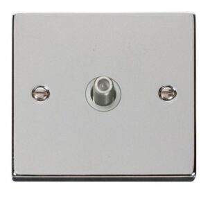 CLICK DECO VICTORIAN POLISHED CHROME VPCHROME 1-GANG SATELITE OUTLET WHITE