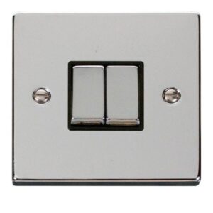CLICK DECO VICTORIAN POLISHED CHROME VPCHROME INGOT 10A 2-GANG 2 WAY SWITCH