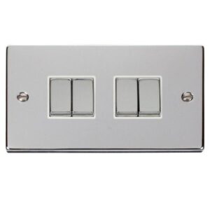 CLICK DECO VICTORIAN POLISHED CHROME VPCHROME INGOT 10A 4-GANG 2 WAY SWITCH