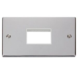 CLICK DECO MINIGRID POLISHED CHROME 2G 3-MODULE FRONTPLATE (WHITE INS)