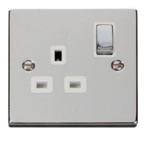CLICK DECO VICTORIAN POLISHED CHROME INGOT 1-GANG 13A DP SWITCH SOCKET