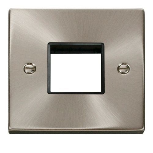 CLICK MINIGRID 1-GANG 2-MODULE SATIN CHROME SWITCH APERTURE