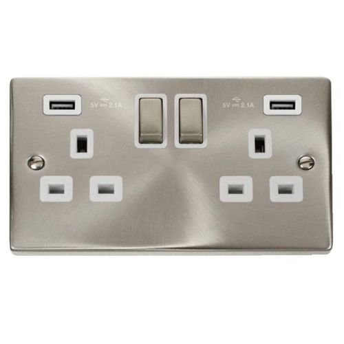 CLICK DECO VICTORIAN SATIN CHROME 2G SOCKET USB 4.2A DECO