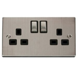 CLICK DECO VICTORIAN STAINLESS STEEL 13A 2G INGOT SW SOCKET OUTLET