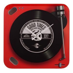 WIDDOP RED RECORD PLAYER WALL CLOCK 30CM