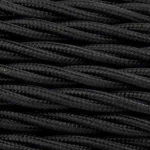3 CORE 0.75MM 3 METRE BLACK TWISTED BRAIDED CABLE